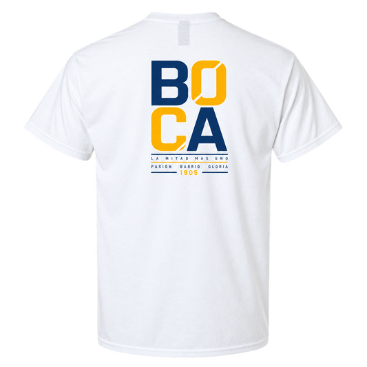 Boca Juniors Vintage Soccer T-Shirt – La Mitad Más Uno Football Graphic